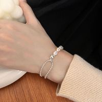 Casual Round Pearl Sterling Silver Beaded Plating Silver Plated Bracelets main image 5