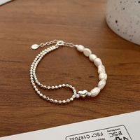 Casual Round Pearl Sterling Silver Beaded Plating Silver Plated Bracelets main image 4