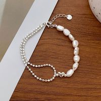 Casual Round Pearl Sterling Silver Beaded Plating Silver Plated Bracelets main image 2