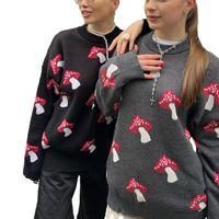 Women's Sweater Long Sleeve Sweaters & Cardigans Jacquard Contrast Binding Streetwear Mushroom main image 4