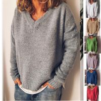 Women's Sweater Long Sleeve Sweaters & Cardigans Rib-knit Casual Solid Color main image 5