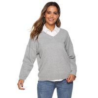 Women's Sweater Long Sleeve Sweaters & Cardigans Rib-knit Casual Solid Color main image 2