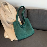 Women's Corduroy Solid Color Vintage Style Square Magnetic Buckle Shoulder Bag Crossbody Bag main image 4