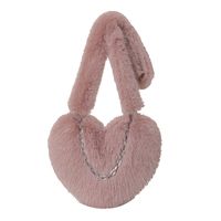 Women's Plush Solid Color Cute Heart-shaped Zipper Crossbody Bag sku image 1