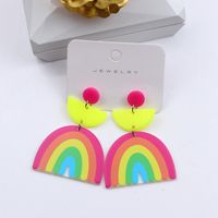 1 Pair Simple Style Rainbow Printing Arylic Drop Earrings sku image 3