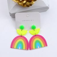 1 Pair Simple Style Rainbow Printing Arylic Drop Earrings sku image 1