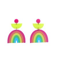 1 Pair Simple Style Rainbow Printing Arylic Drop Earrings main image 3