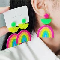 1 Pair Simple Style Rainbow Printing Arylic Drop Earrings main image 2