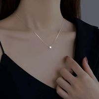 Simple Style Solid Color Sterling Silver Silver Plated Pendant Necklace main image 4