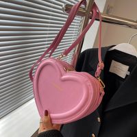 Women's All Seasons Pu Leather Solid Color Streetwear Heart-shaped Zipper Shoulder Bag sku image 6