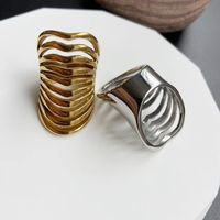 Retro Solid Color Stainless Steel Plating Gold Plated Rings main image 2