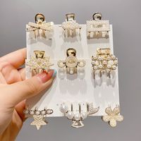 Simple Style Bow Knot Alloy Inlay Pearl Zircon Hair Claws main image 3