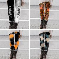 Women's Daily Street Casual Pumpkin Bat Skull Full Length Printing Leggings main image 1