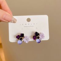 1 Pair Simple Style Flower Inlay Imitation Pearl Alloy Rhinestones Drop Earrings sku image 270