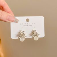 1 Pair Simple Style Flower Inlay Imitation Pearl Alloy Rhinestones Drop Earrings sku image 273