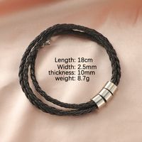Stainless Steel Leather Rope Vintage Style Plating Color Block None Bracelets sku image 1