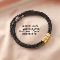 Stainless Steel Leather Rope Vintage Style Plating Color Block None Bracelets sku image 3