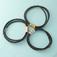 Stainless Steel Leather Rope Vintage Style Plating Color Block None Bracelets main image 4