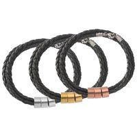 Stainless Steel Leather Rope Vintage Style Plating Color Block None Bracelets main image 3