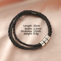 Stainless Steel Leather Rope Vintage Style Plating Color Block None Bracelets sku image 2