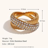 Simple Style Solid Color Stainless Steel Inlay Zircon Rings main image 5