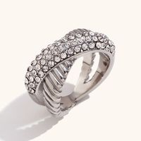 Simple Style Solid Color Stainless Steel Inlay Zircon Rings sku image 1