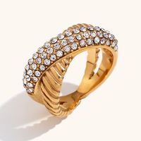Simple Style Solid Color Stainless Steel Inlay Zircon Rings main image 3