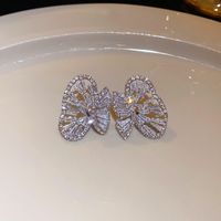 1 Pair Simple Style Butterfly Inlay Alloy Zircon Drop Earrings sku image 27