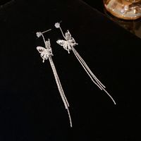 1 Pair Simple Style Butterfly Inlay Alloy Zircon Drop Earrings main image 2