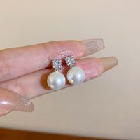1 Pair Sweet Flower Plating Imitation Pearl Drop Earrings sku image 26