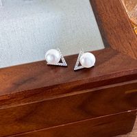 1 Pair Simple Style Solid Color Plating Inlay Alloy Zircon White Gold Plated Ear Studs main image 4