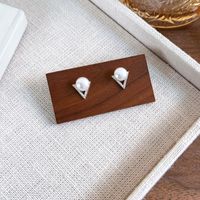 1 Pair Simple Style Solid Color Plating Inlay Alloy Zircon White Gold Plated Ear Studs main image 6