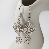 Vintage Style Funny Rock Spider Spider Web Sterling Silver Hollow Out White Gold Plated Unisex Earrings Necklace sku image 2