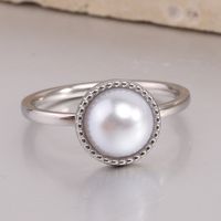 Simple Style Round Titanium Steel Pearl Pearl Rings main image 5