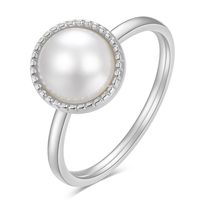 Simple Style Round Titanium Steel Pearl Pearl Rings main image 3