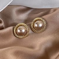 1 Pair Vintage Style Round Plating Inlay Alloy Resin Gold Plated Ear Studs main image 4