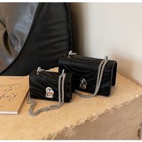 Women's Pu Leather Solid Color Streetwear Square Lock Clasp Shoulder Bag main image 1
