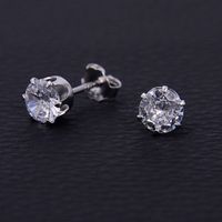 1 Pair Simple Style Classic Style Solid Color Plating Inlay Sterling Silver Zircon White Gold Plated Rhodium Plated Ear Studs main image 2