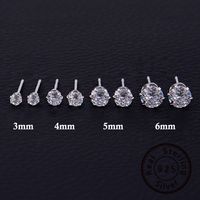 1 Pair Simple Style Classic Style Solid Color Plating Inlay Sterling Silver Zircon White Gold Plated Rhodium Plated Ear Studs main image 1