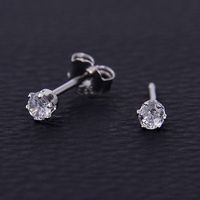 1 Pair Simple Style Classic Style Solid Color Plating Inlay Sterling Silver Zircon White Gold Plated Rhodium Plated Ear Studs main image 5