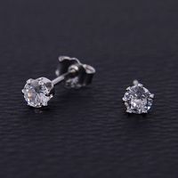 1 Pair Simple Style Classic Style Solid Color Plating Inlay Sterling Silver Zircon White Gold Plated Rhodium Plated Ear Studs main image 4