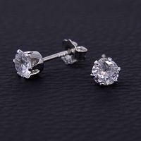 1 Pair Simple Style Classic Style Solid Color Plating Inlay Sterling Silver Zircon White Gold Plated Rhodium Plated Ear Studs main image 3