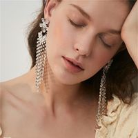 1 Pair Exaggerated Luxurious Commute Solid Color Plating Inlay Alloy Rhinestones Silver Plated Drop Earrings main image 3