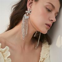 1 Pair Exaggerated Luxurious Commute Solid Color Plating Inlay Alloy Rhinestones Silver Plated Drop Earrings main image 4