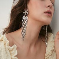 1 Pair Exaggerated Luxurious Commute Solid Color Plating Inlay Alloy Rhinestones Silver Plated Drop Earrings main image 8