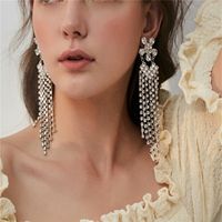 1 Pair Exaggerated Luxurious Commute Solid Color Plating Inlay Alloy Rhinestones Silver Plated Drop Earrings main image 2