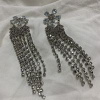 1 Pair Exaggerated Luxurious Commute Solid Color Plating Inlay Alloy Rhinestones Silver Plated Drop Earrings sku image 1