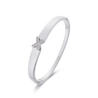 Classic Style Geometric Solid Color Stainless Steel Plating Inlay Zircon 18k Gold Plated Bangle sku image 1
