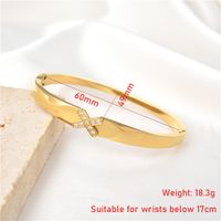 Classic Style Geometric Solid Color Stainless Steel Plating Inlay Zircon 18k Gold Plated Bangle main image 2