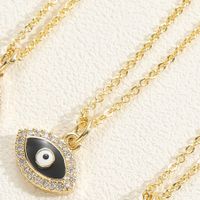 Vintage Style Simple Style Devil's Eye Copper Plating Inlay Zircon 14k Gold Plated White Gold Plated Pendant Necklace sku image 4